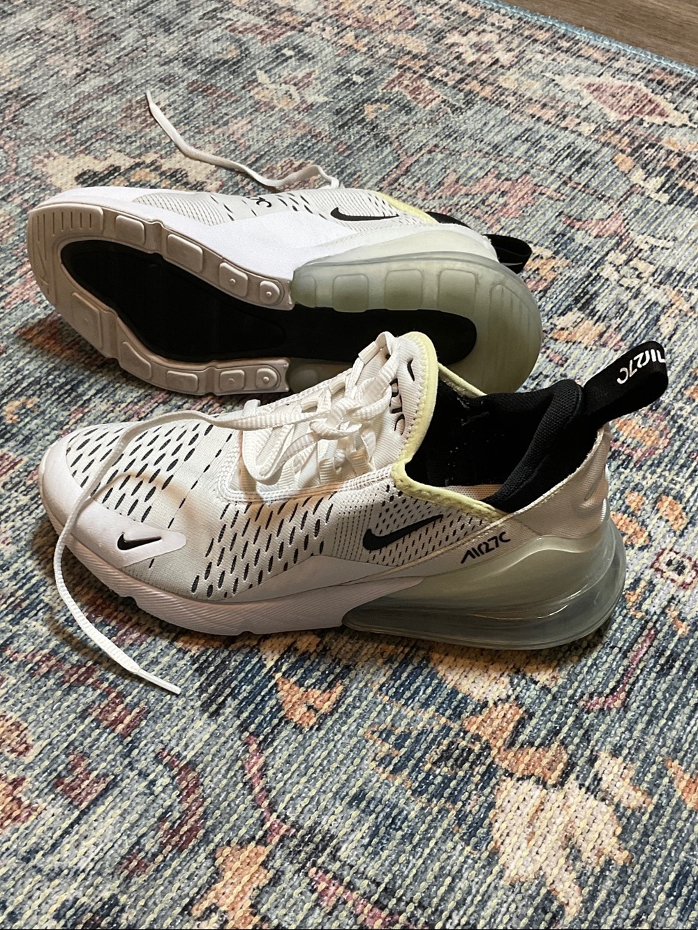 Nike White and Black Athletic Sneakers with Neon Yellow Accents - Picture 10 of 11